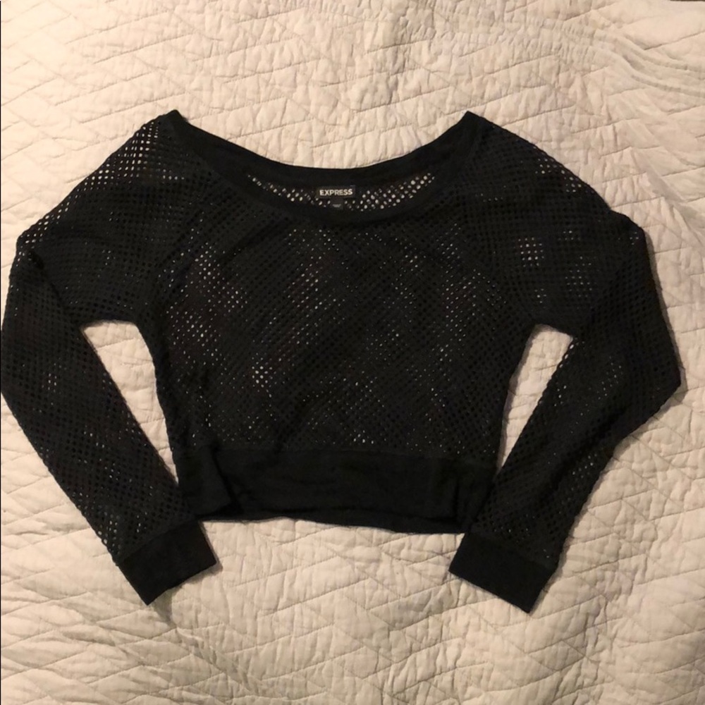 Express netted black crop sweater
